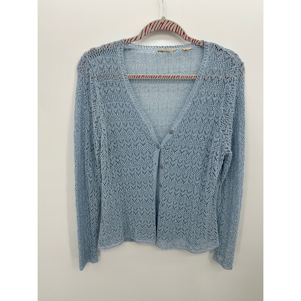 Baby Blue Y2K Knit Button Down Cardigan Sz M Feminine Coquette Dainty